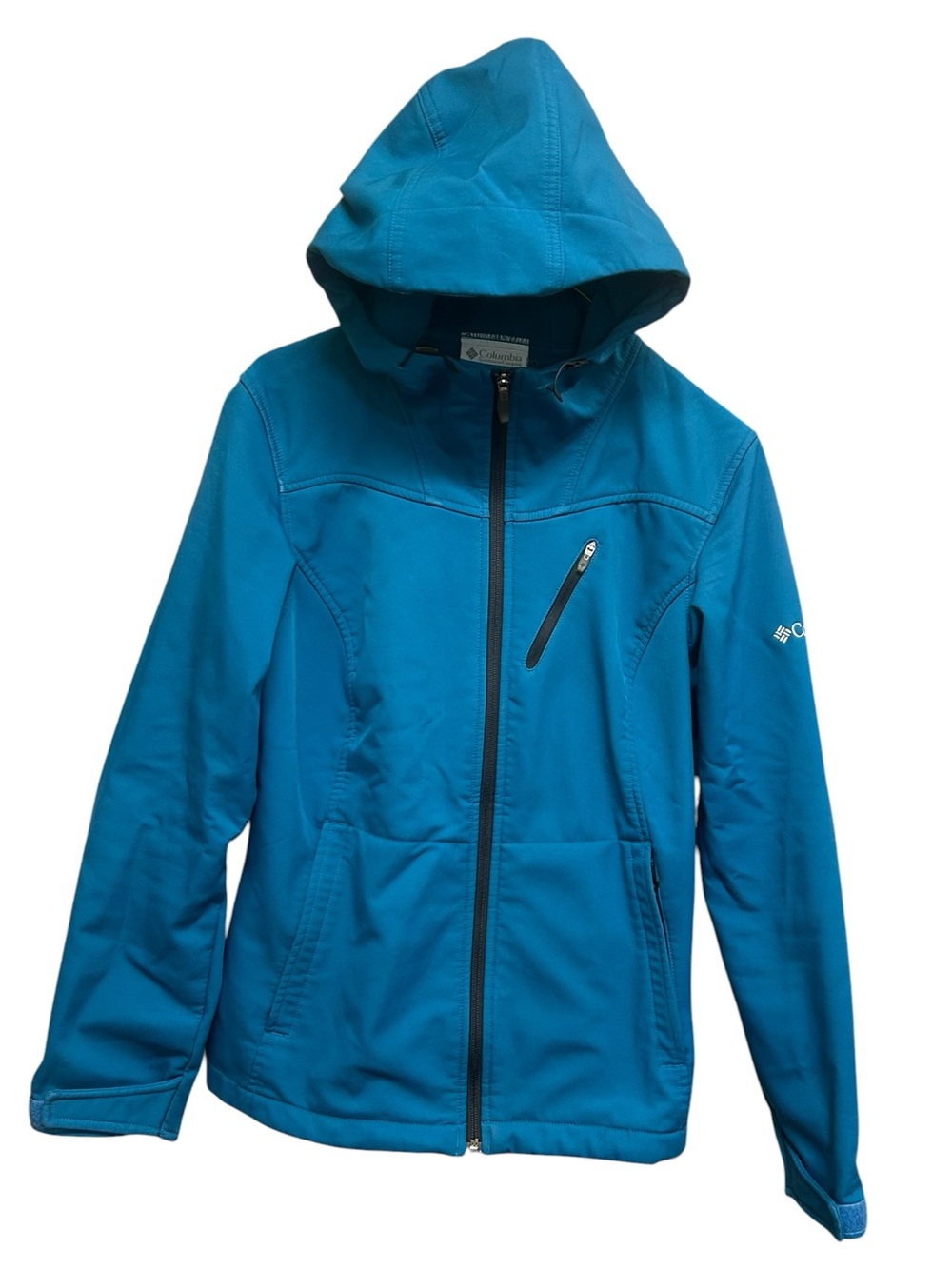 Columbia Teal Fleece Lined Scuba Hooded Softshell Jacket Size M